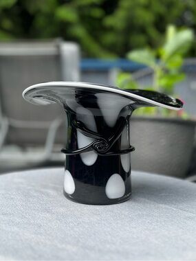 Murano Polka Dot Handblown Glass Vase or Ice Bucket